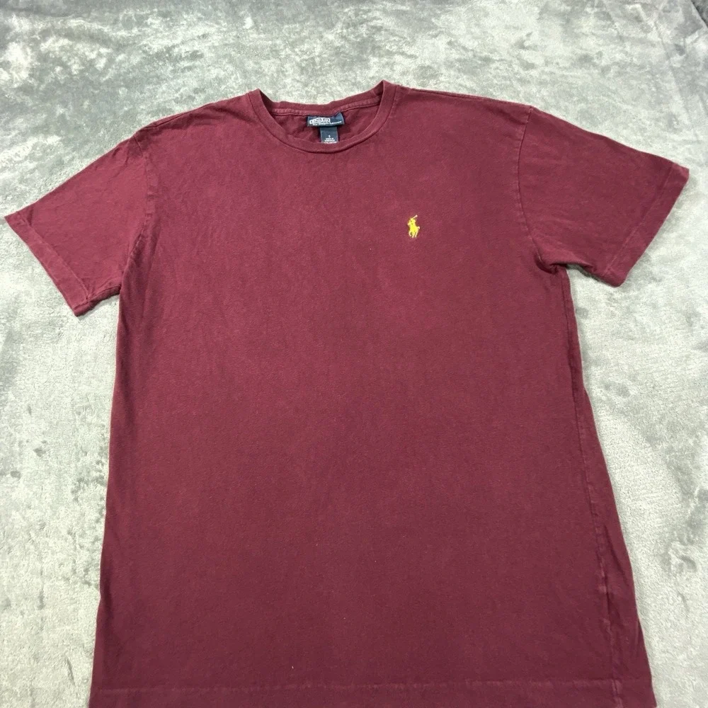 Vintage‎ Polo Ralph Lauren T Shirt Small Mens  Red Wine Casual All Cotton Crew